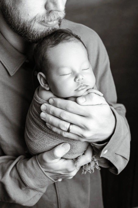 Timeless black and white child portrait from a family session