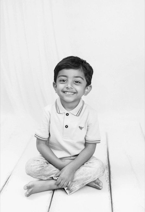 Black and white family photography with natural expression
